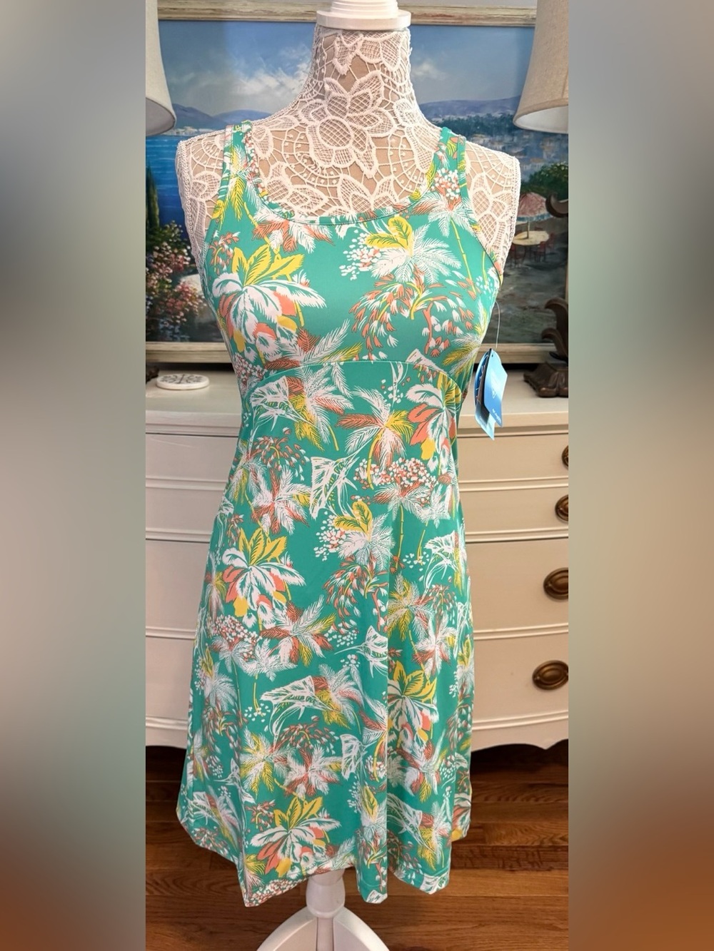 Columbia Freezer III Electric Turquoise Print Dress Womans Size XS UPF50 + NWT
